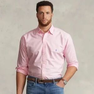 RALPH LAUREN Button-Down Collar Logo-Embroidered Cotton Oxford shirt